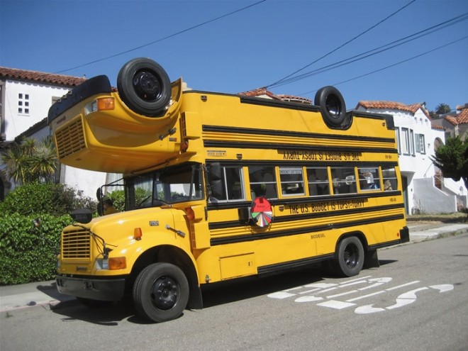 upside down school bus